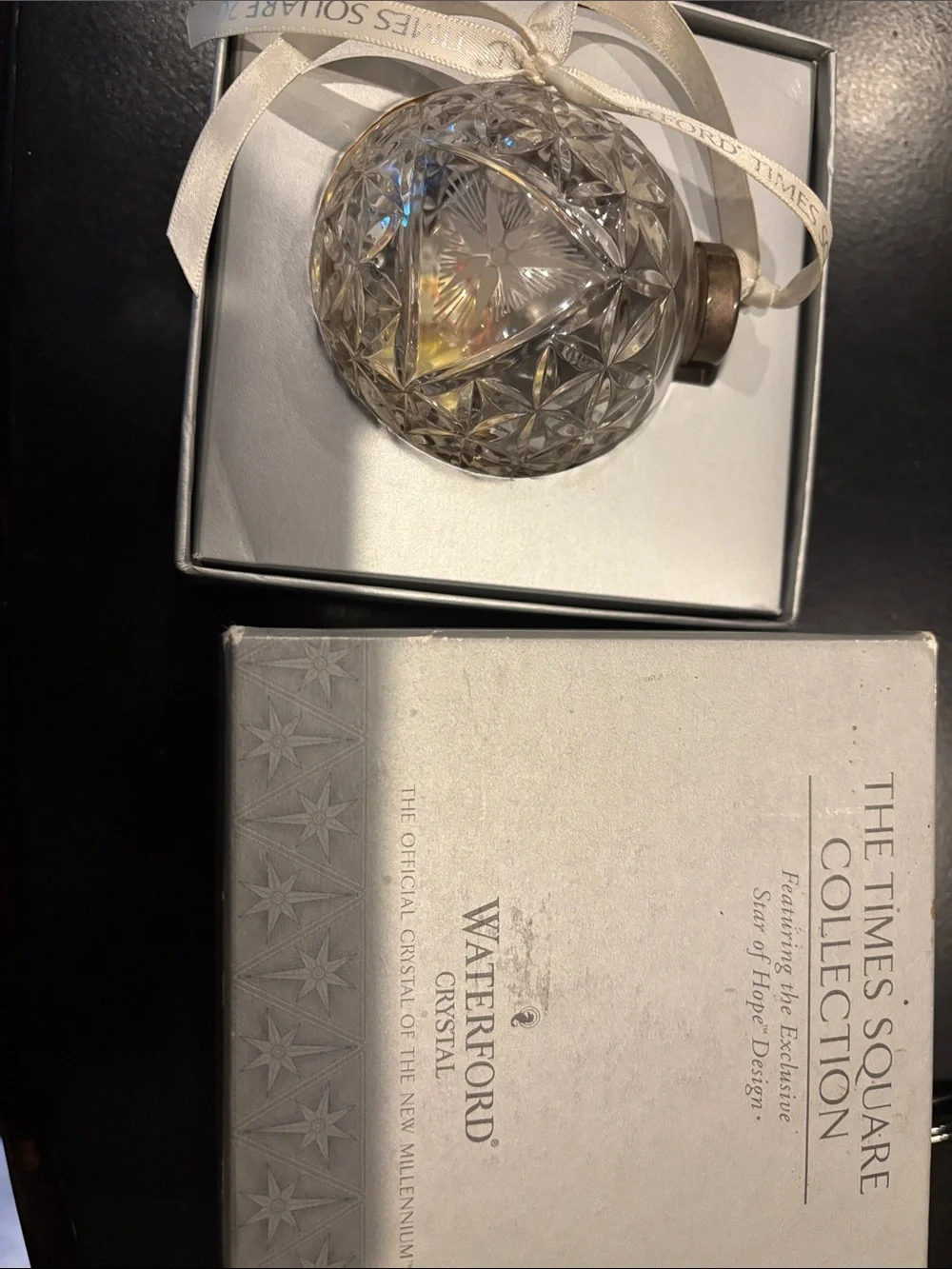 Waterford Clear Crystal, Star of Hope design, Holiday Ornament with Ribbon